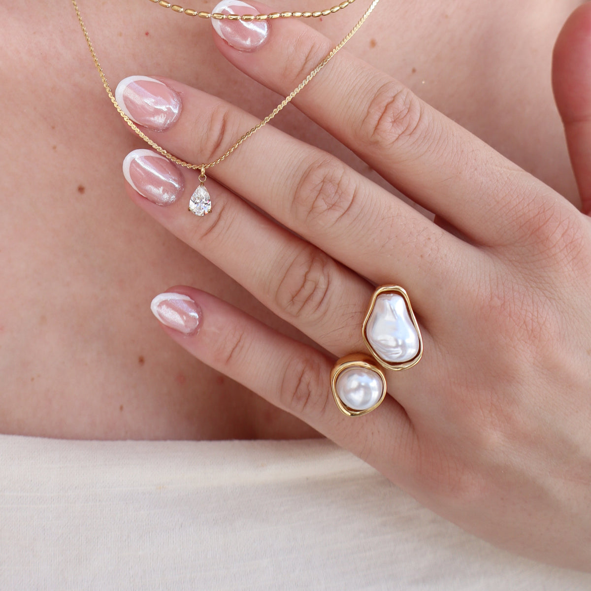 Anillo Double Pearl