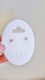Pink Heart Studs