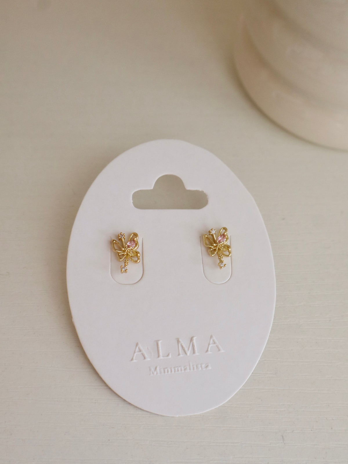 Rosé Butterfly Studs