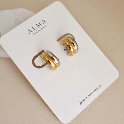 Aretes básicos bicolor